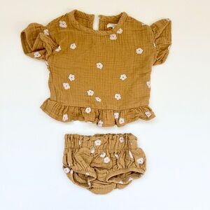 Newborn (0m) Mustard Floral Outfit Set